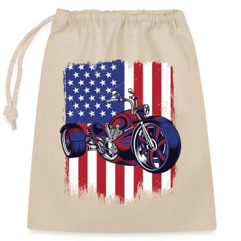 Trike American Flag Dreirad Motorrad Threewheeler - Verschließbarer Geschenkbeutel aus Baumwolle (25x30cm) - Natur - Vorne