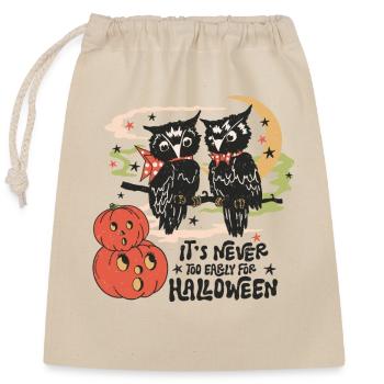 Retro Vintage Gruselige Halloween-Eulen und Kürbis - Verschließbarer Geschenkbeutel aus Baumwolle (25x30cm) - Natur - Vorne