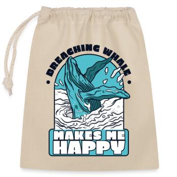 Percer une baleine me rend heureux Béluga bleu - Sac cadeau en coton avec cordon (25 x 30 cm) - nature - Devant