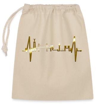 Lisbon Skyline Heartbeat Portugal I Love Lisboa - Closable cotton gift bag (25x30cm) - nature - Front