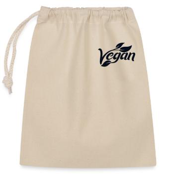 Vegan Logo Emblem Vegan Vegan Pflanzlich - Verschließbarer Geschenkbeutel aus Baumwolle (25x30cm) - Natur - Vorne