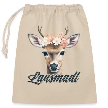 Lausmadl Mädchen Damen Trachtenshirt Kind Madl - Verschließbarer Geschenkbeutel aus Baumwolle (25x30cm) - Natur - Vorne