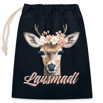 Lausmadl Mädchen Damen Trachtenshirt Kind Madl - Verschließbarer Geschenkbeutel aus Baumwolle (25x30cm) - Navy - Vorne
