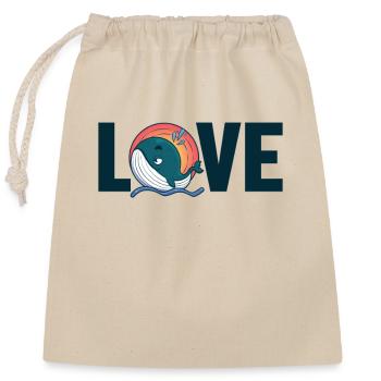 Love Blue Beluga Cachalot Cetacea Watcher Whale - Sac cadeau en coton avec cordon (25 x 30 cm) - nature - Devant