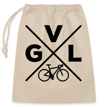 GVL Gravel Bike Fahrrad Radfahrer Radfahrerin - Verschließbarer Geschenkbeutel aus Baumwolle (25x30cm) - Natur - Vorne