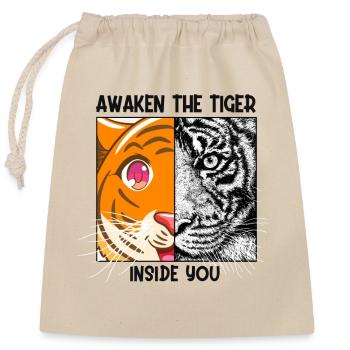 Awaken The Tiger Inside You Raubkatze Sibirischer - Verschließbarer Geschenkbeutel aus Baumwolle (25x30cm) - Natur - Vorne