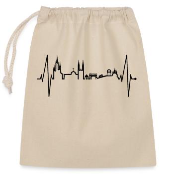 Wiesbaden Skyline Herzschlag Fan Herz Hessen Liebe - Sac cadeau en coton avec cordon (25 x 30 cm) - nature - Devant