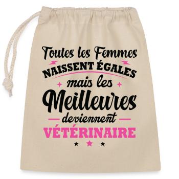 Les meilleures deviennent Vétérinaire - Sac cadeau en coton avec cordon (25 x 30 cm) - nature - Devant