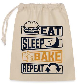 Eat Sleep Bake Repeat Hobby Baker Bakery - Closable cotton gift bag (25x30cm) - nature - Front