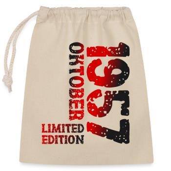 1957 Oktober Limited Edition 66. Geburtstag Deko - Verschließbarer Geschenkbeutel aus Baumwolle (25x30cm) - Natur - Vorne