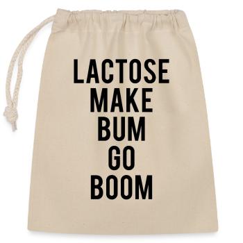 Laktose Machen Hintern Boom Lustiges Milch Intolerantes Wortspiel - Verschließbarer Geschenkbeutel aus Baumwolle (25x30cm) - Natur - Vorne