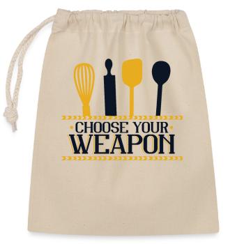 Choose Your Weapon Konditor Hobbybäcker Bäckerei - Verschließbarer Geschenkbeutel aus Baumwolle (25x30cm) - Natur - Vorne