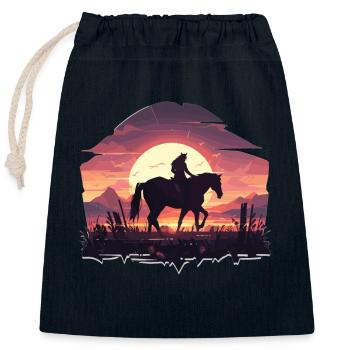 Horse Western Riding Horse Sunset - Closable cotton gift bag (25x30cm) - navy - Front