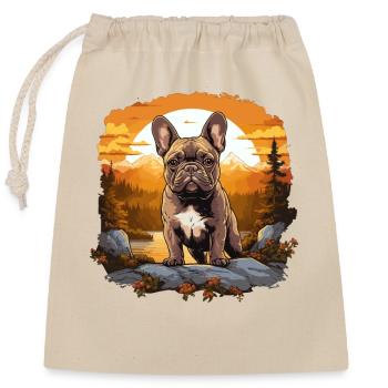 Hund French Bulldog - Verschließbarer Geschenkbeutel aus Baumwolle (25x30cm) - Natur - Vorne