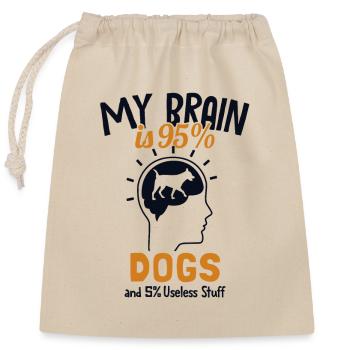 Mon cerveau est composé à 95% de chiens Wauwau Mâle Chien à quatre pattes - Sac cadeau en coton avec cordon (25 x 30 cm) - nature - Devant