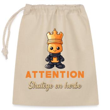 Stratège en herbe cadeau Joueur Echec Débutant - Sac cadeau en coton avec cordon (25 x 30 cm) - nature - Devant