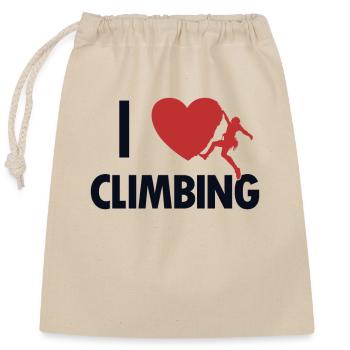 I love Climbing Speedklettern Alpinklettern - Verschließbarer Geschenkbeutel aus Baumwolle (25x30cm) - Natur - Vorne