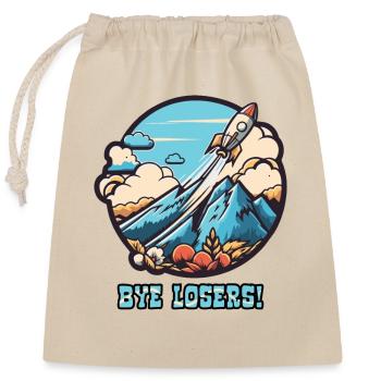 Bye bye, les perdants ! Lancement de la fusée - Sac cadeau en coton avec cordon (25 x 30 cm) - nature - Devant