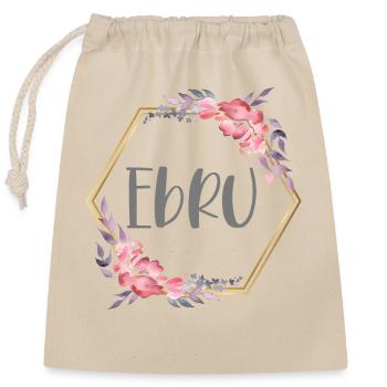 Ebru Turk prénom Turquie cadeau de bébé - Sac cadeau en coton avec cordon (25 x 30 cm) - nature - Devant