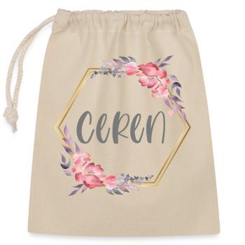 Ceren Turk prénom Turquie cadeau de bébé - Sac cadeau en coton avec cordon (25 x 30 cm) - nature - Devant