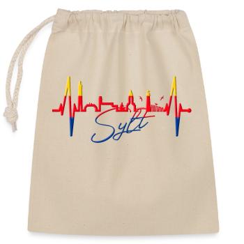 Sylt Skyline North Sea Heartbeat North Frisia Sylter - Closable cotton gift bag (25x30cm) - nature - Front