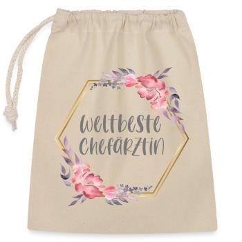 Chefärztin Ärztin Doktorin Beruf Geschenk - Verschließbarer Geschenkbeutel aus Baumwolle (25x30cm) - Natur - Vorne