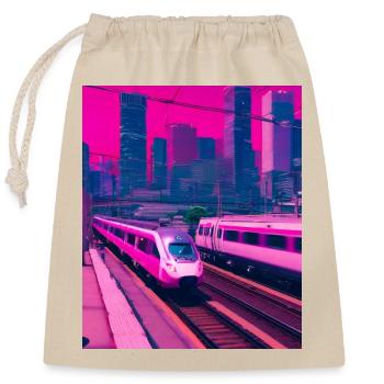 Train Japan - Closable cotton gift bag (25x30cm) - nature - Front
