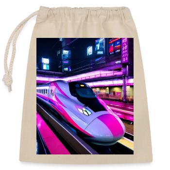 Train Japan Tokyo Night - Closable cotton gift bag (25x30cm) - nature - Front