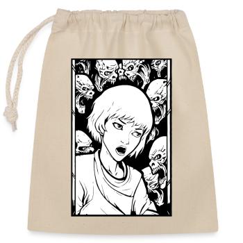 Femme de dessin animé et démons effrayants - Sac cadeau en coton avec cordon (25 x 30 cm) - nature - Devant