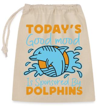 Dauphin La bonne humeur d’aujourd’hui est - Sac cadeau en coton avec cordon (25 x 30 cm) - nature - Devant