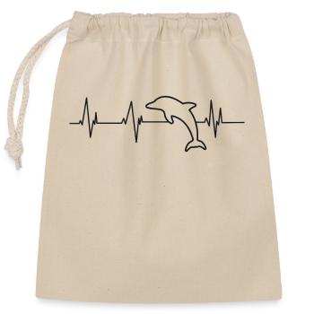 Dolphin Heartbeat - Verschließbarer Geschenkbeutel aus Baumwolle (25x30cm) - Natur - Vorne