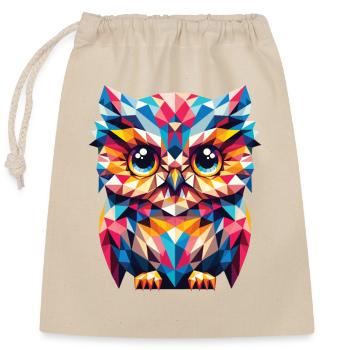 Chouette polygonale géométrique - Sac cadeau en coton avec cordon (25 x 30 cm) - nature - Devant