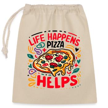 Life Happens Pizza Helps - Closable cotton gift bag (25x30cm) - nature - Front
