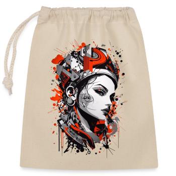 Abstract Colorful Young Woman Graffiti Art - Closable cotton gift bag (25x30cm) - nature - Front