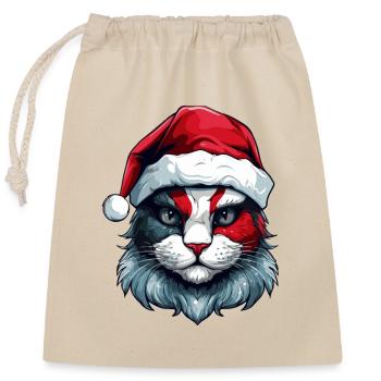 Katze Kopf Weihnachten Xmas Porträt - Verschließbarer Geschenkbeutel aus Baumwolle (25x30cm) - Natur - Vorne