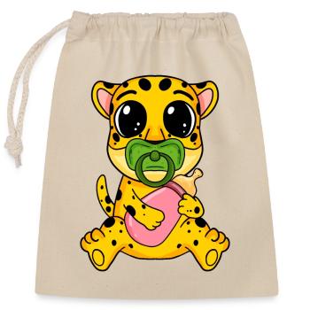 Motif de bébé guépard - Sac cadeau en coton avec cordon (25 x 30 cm) - nature - Devant