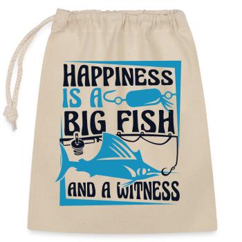 Happiness Is A Big Fish And A Witness - Closable cotton gift bag (25x30cm) - nature - Front