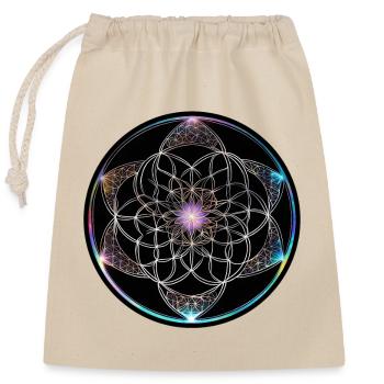 Fleur de vie Cercle géométrique coloré - Sac cadeau en coton avec cordon (25 x 30 cm) - nature - Devant