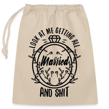 Regardez-moi me marier et merde - Sac cadeau en coton avec cordon (25 x 30 cm) - nature - Devant