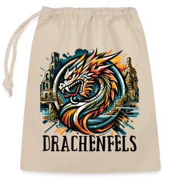 Dragon Tête de Dragon Logo Ruine Drachenfels - Sac cadeau en coton avec cordon (25 x 30 cm) - nature - Devant