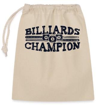 Billiards Champion Billardtisch Billiards Snooker - Verschließbarer Geschenkbeutel aus Baumwolle (25x30cm) - Natur - Vorne