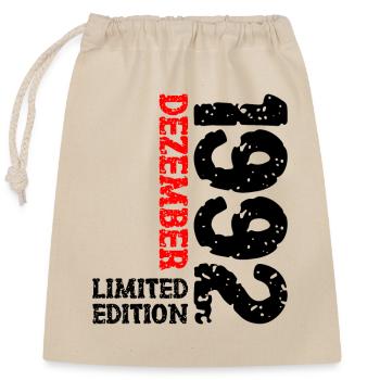 1992 Dezember Limited Edition 31. Geburtstag Deko - Verschließbarer Geschenkbeutel aus Baumwolle (25x30cm) - Natur - Vorne