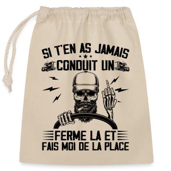 Camion | transport routier citation homme - Sac cadeau en coton avec cordon (25 x 30 cm) - nature - Devant