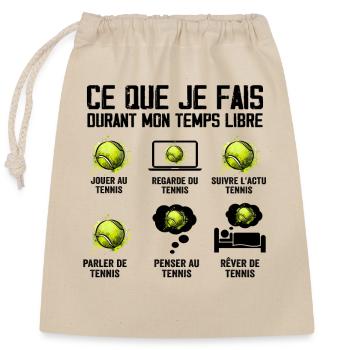 Ce que je fais Temps Libre Tennis - Sac cadeau en coton avec cordon (25 x 30 cm) - nature - Devant