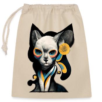 Sphynx Cat in Colorful Artistic Bizarre Strange - Closable cotton gift bag (25x30cm) - nature - Front