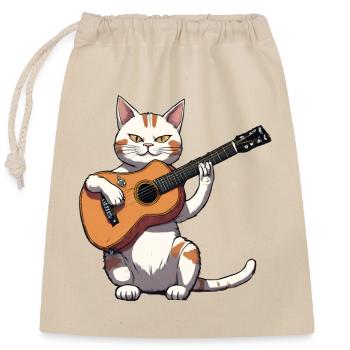 Katze spielt Gitarre Kätzchen Katzenbesitzer - Verschließbarer Geschenkbeutel aus Baumwolle (25x30cm) - Natur - Vorne