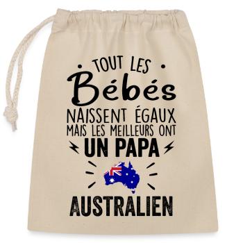 Bébés égaux meilleurs ont un papa Australien - Sac cadeau en coton avec cordon (25 x 30 cm) - nature - Devant
