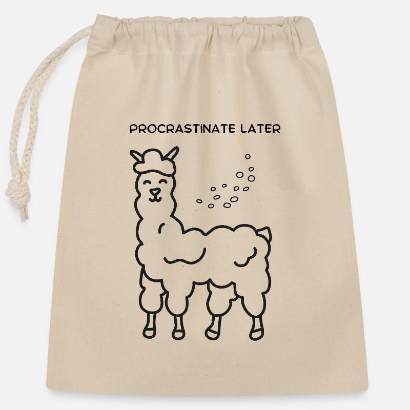 Procrastinate Later - Closable cotton gift bag (25x30cm) - nature