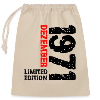 1971 Dezember Limited Edition 52. Geburtstag Deko - Verschließbarer Geschenkbeutel aus Baumwolle (25x30cm) - Natur - Vorne