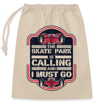 Skate Park Is Calling And I Must Go Skaterboy - Closable cotton gift bag (25x30cm) - nature - Front